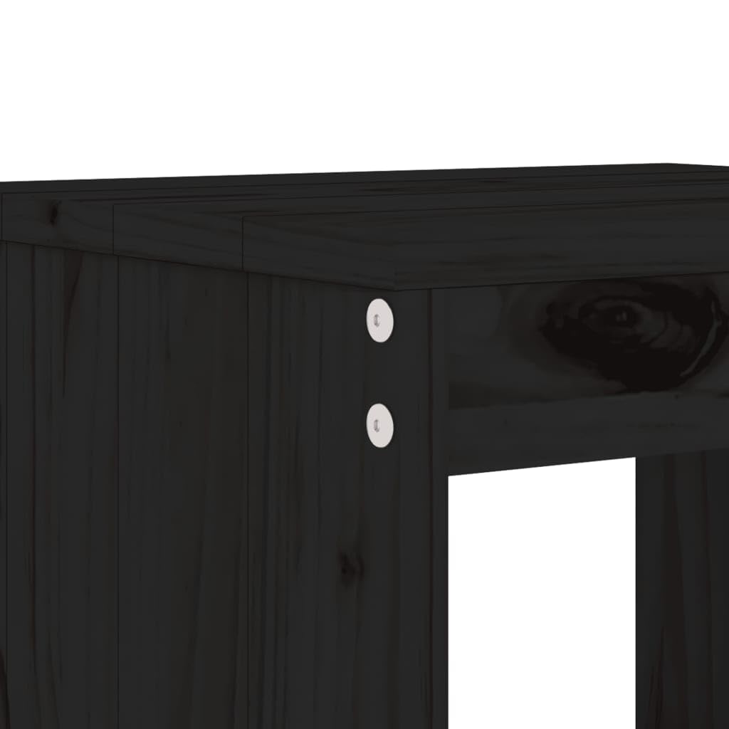 Stołki ogrodowe 2 szt. czarne 40x36x45 cm lite drewno sosnowe hokery z podpórką na stopy max 110 kg na patio balkon taras ogród