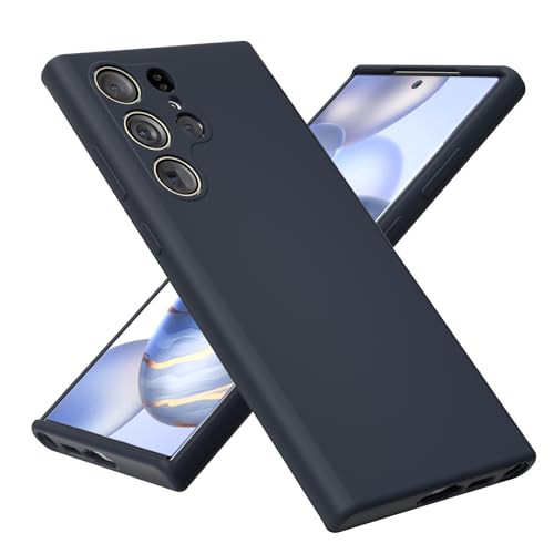 OHLIGIA Samsung Galaxy S23 Ultra Liquid Silicone Case Slim Protective 3 Layer Shockproof Phone Cover with Anti-Scratch Soft Microfiber Lining for Galaxy S23 Ultra 5G 6.8'' (2023) (Midnight Blue)