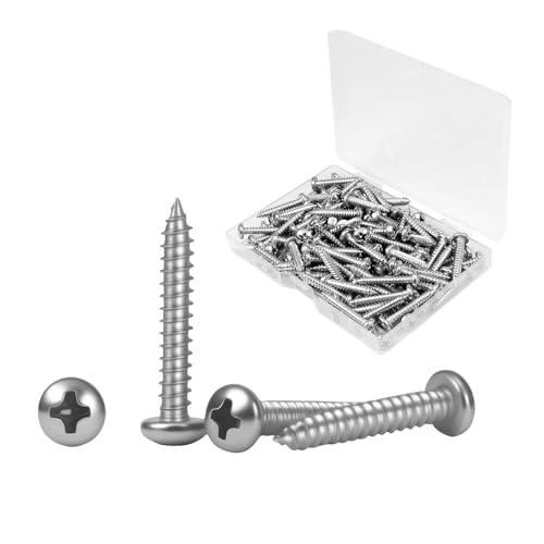 #8 x 1 (110 Pack) Pan Head Wood Screws, Stainless Steel 304 (18-8...