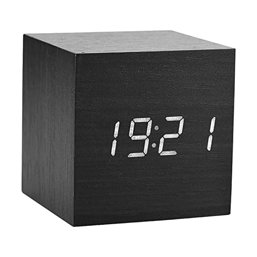 Hakeeta Wooden Cube Alarm Clock with Voice Control Function, Digital Clock Displays