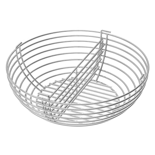 Kenmeister Chef Stainless Steel Charcoal Basket, Silver, Rectangular, Compatible with Kamado Joe Classic I, II & III and 18-inch Cooking System Grills