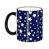 LKUZLOH Christmas Stars Navy Blue Cute Coffee Mugs Ceramic Cup Tea for Women Men 12 Oz With Handle F