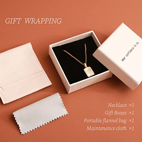 18K Gold Filled Nature Shell Letter Pendant Initial Alphabet Necklace Gold Monogram Necklaces 26 Capital A-Z For Women Teen Girl Jewelry Ｇraduation Gifts For Friends (M) #TOP4