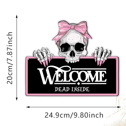 Señal para la puerta principal de Halloween resistente al aire libre 6