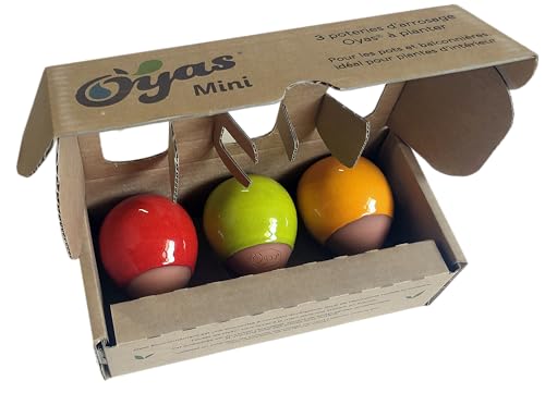 POTERIES ARROSAGE 3X Oyas® à Planter minis – idéales Plante d’intérieur – 150 ML – Irrigation Autonome, écologique, biodégradable – Made in France – Autonomie 4 Jours – 1 Rouge, 1 Verte, 1 Orange