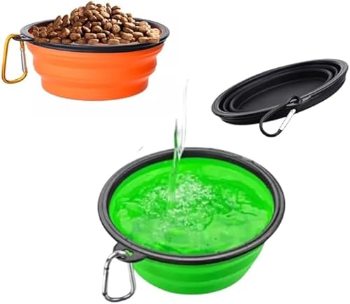 Kit 2 Comedouro Bebedouro Pet Retrátil de Silicone 13cm Comida Água Para Cães Gatos Altura Regulável