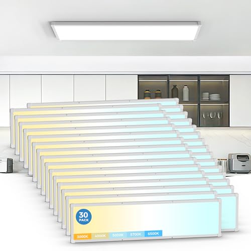 1x4 LED Flat Panel Light Surface Mount, 1 Ft. by 4 Ft. LED Ceiling Light Fixture, with Protection Corner,6500 Lumens,Dimmable,Switchable 5CCT 3000K-65