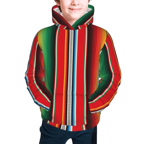 Mexican Serape Blanket Stripes Kid Hoodies Boys Sweatshirts Girls Pullover with Pocket3