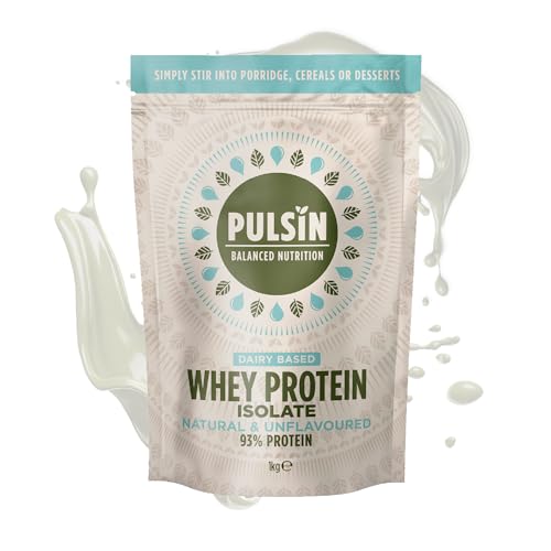 Pulsin - Unflavoured Whey Isolate Protein Powder - 1kg - 9.3g Protein, 0.3g Carbs, 38 Kcals Per Serving - Gluten Free & Vegetarian Low Carb Powder for Shakes