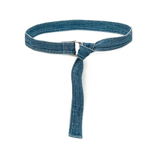 ILuvatar Women's Denim Waist Belt Blue Jean Waist Rope Tiny Belt for Pants Dress Jeansbelt, Washed Blue, 130 cm