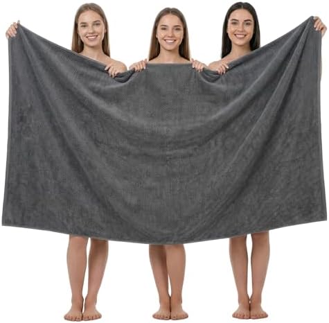 REDKISS Pack of 1 Jumbo Bath Sheet, 40 x 80 Inches Microfiber Oversized Bath Towel for Bathroom, Extra Large & Lightweight, Quick-Dry, Super Soft & Absorbent, Perfect to Wrap Yourself in, Dark Gray - Thumbnail 4