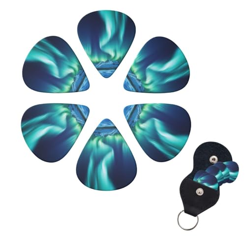 ギターピック 6個パック エレクトリックウクレレピック用 オーガナイザー収納ボックス付き オーロラベースピック アコースティックギター用 0.96mm