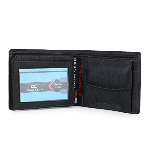 Image of Dezire Crafts Men Formal, Casual Black Artificial Leather Wallet (6 Card Slots) (Black)