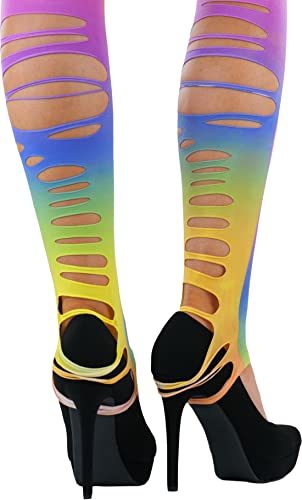 Image of ToBeInStyle Women's Slashed Ripped Shredded Distressed Hosiery Tights Leggings Music Festival
