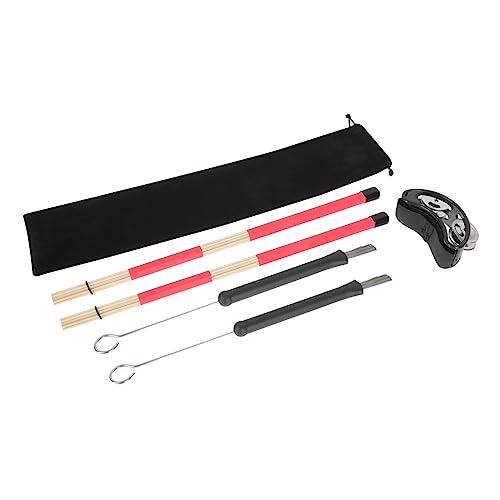 CIMAXIC 4-piece Drum Kit Accessories Set Drum Brush Drumstick Kit Bamboo Metal Drumsticks Drum Cleaning Kit for Students