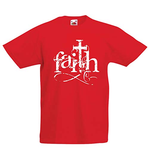 lepni.me - lepni.me T-shirt pour enfants La foi en Dieu Jésus-Christ - symbole de la croix chrétienne, Rouge multicolore, 1 ans