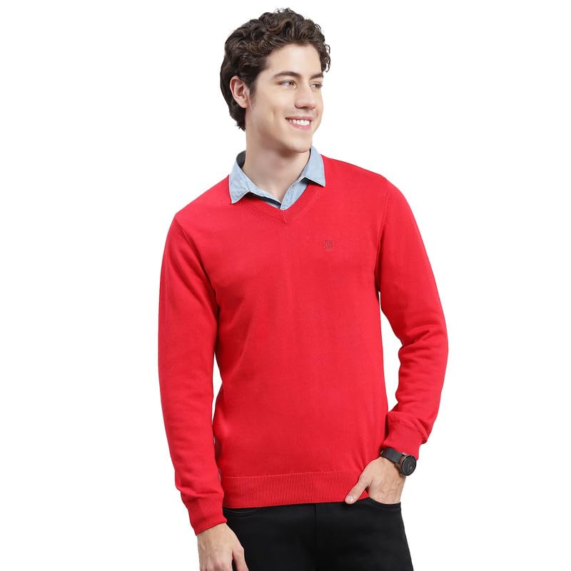 monte carlo Men's Smart Fit Pullover | V Neck Solid Design | Full Sleeves Pull On | Stylish Warm Winter Fashion Sweater | Winter Sweater for Men's-picture-56