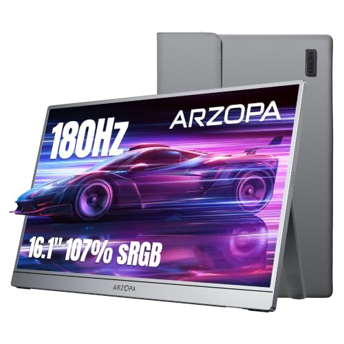 ARZOPA 16.1 180Hz 2.5K Portable Monitor 2560x1440 QHD 107% sRGB Kickstand Portable Gaming Monitor with HDR Ultra Slim Eye Care External Second Screen for Laptop PC PS5 Mac Xbox - Z3FC