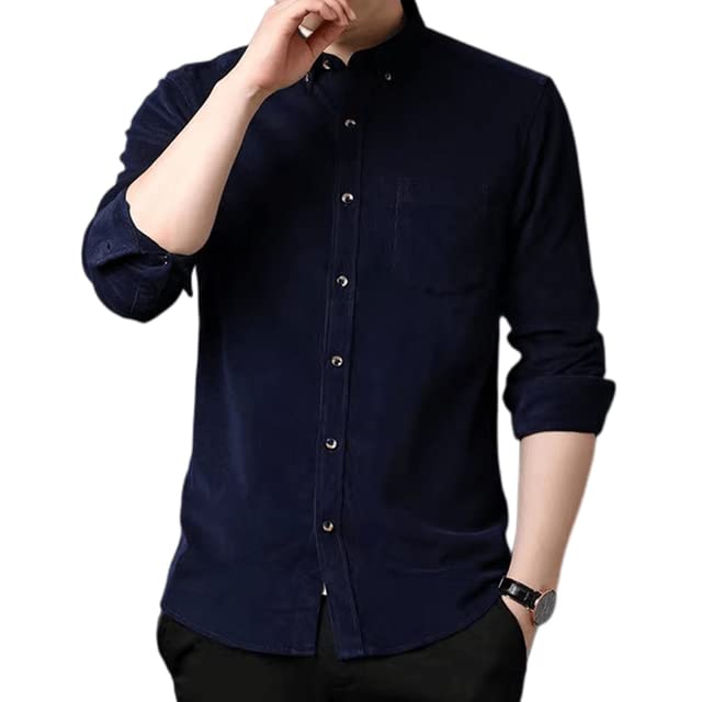 FORUI Men's Corduroy Shirt Casual Long Sleeve Button Down Lightweight Shirts for Men with Chest Pocket