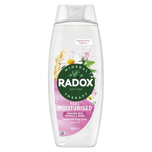 Radox Mineral Therapy Feel Moisturised Body Wash Pack of 6 Shower Gel with a Chamomile & Oat Fragrance for a Soothing Shower Experience 450 ml
