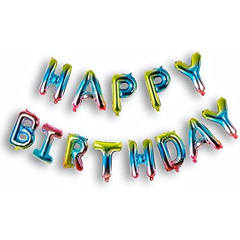 Happy Birthday Balloons Banner Letter Party Decorations ，16 inch 3d Party supplies，Inflatable Party Decor and Event for Kids and Adults (Gradient) Cover