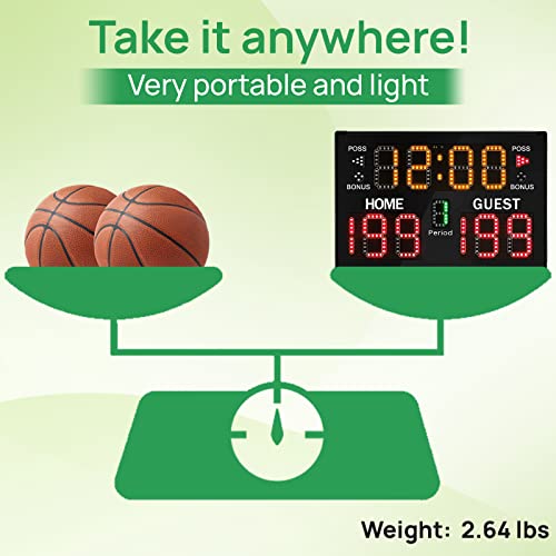 Yz Battery Powered Electronic Basketball Scoreboard With Buzzer, Portable Tabletop Digital Scoreboard With Remote, Wall-Mounted Professional Score Clock Score Keeper For Multisports Indoor Outdoor #TOP4