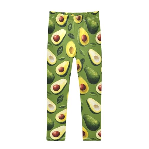 Girls Leggings Fruit Avocado Leaves Green Soft Toddler Leggings for Girls Kids Pants Size 4T-10T