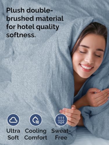Image of Duvet Cover Full Size - 3 Piece with Zipper Closure - Heathered Blue