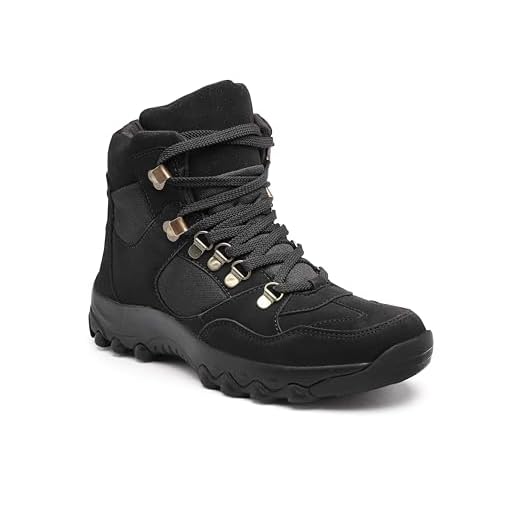 Unistar Jungle High Ankle Riding Boots for Men's Mountaineering, Hiking & Trekking | Mild Waterproof Protection with Comfortable Padded Collar Shoe (Black - Size 10)
