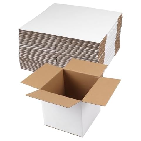 Hoikwo 6x6x6 Shipping Boxes Set of 40, White Corrugated Cardboard Box for Small Business for Packaging Mailing Cover