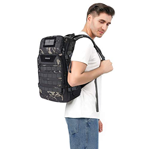 Mosiso 30L Tactical Backpack, Military Daypack 3 Day Assault Rucksack Outdoor Hiking Hunting Fishing Camping Training Shoulder Bag With Usa Flag Patch & Usb Charging Port, Night Camouflage #TOP6