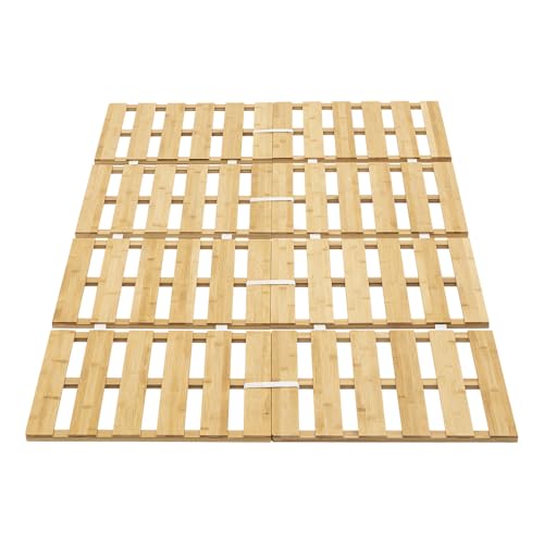 天然竹製 すのこベッド 4つ折り セミダブル ナチュラル ベッドフレーム 折りたたみベッド 折り畳みベッド コンパクト 軽量 四つ折り 竹製ベッド バンブーベッド 竹無垢材 低ホルムアルデヒド