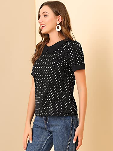 Allegra K Women's Peter Pan Collar Shirt Vintage 1950s Polka Dots Blouse4