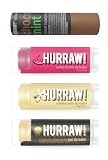 Hurraw! Lip Balms: Staff Favorites, 4 Balm Bundle Pack – Chocolate Mint, Watermelon, Vanilla Bean and Sun (SPF 15): Organic, Certified Vegan. 100% Natural Ingredients. Bee, Shea, Soy and Palm Free. -  Hurraw! Balm