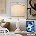TOBUSA 22“ Farmhouse Table Lamps Set of 2, White Rustic Vintage Table Lamps for Living Room Bedroom, Antique Bedside Desk Lamps with Linen Shade, Traditional Resin Nightstand Lamp Sets for End Table