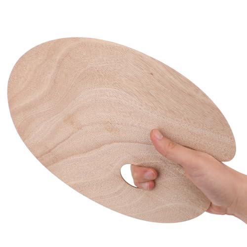 Wooden Oval-Shaped Artist Painting Palette with Thumb Hole - Oil Paint Palette for Watercolor & Oil Paint DIY Art Craft Painting