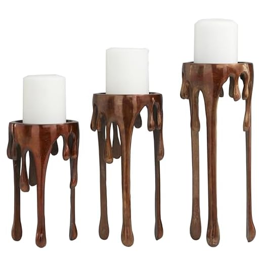 Artistic Copper Candle Holder Set of 3