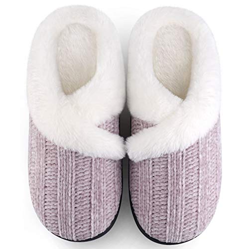 Homitem House Slippers for Women Indoor and Outdoor Fuzzy Slippers with Arch Support Fluffy Slippers with Memory Foam Winter Bedroom Warm Slippers House Shoes for Womens Slippers Size 5-12