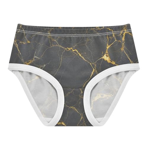 Gray Marble Gold Yellow Underwear for Girls, Toddler Panties, Cotton Underwear Girls, 2–8 Years