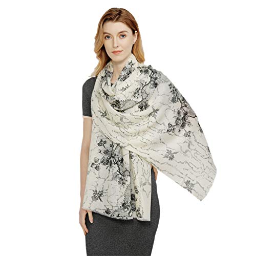 DANA XU 100% Pure Wool Fashion Pashmina Shawls and Wraps Scarfs (White17)