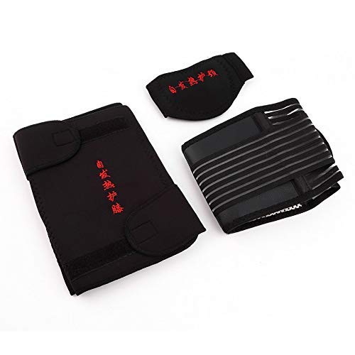 QXH 3 pcs/Set Self Heating Tourmaline Magnetic Neck Waist Knee Heat Therapy Set Support Wrap Belt Brace Health Care Protection Black HuoXQ