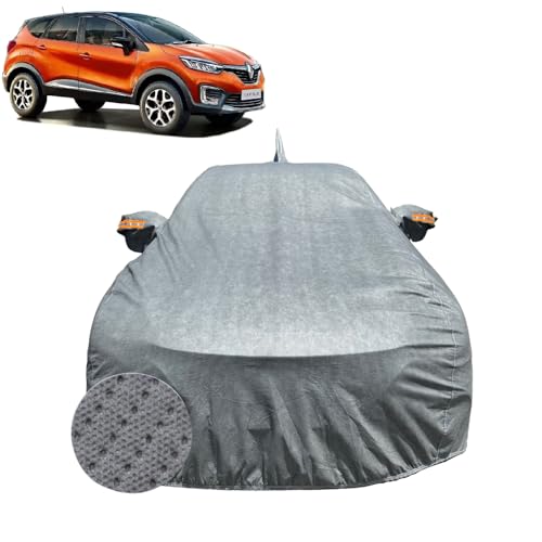 Image of Car Cover for Renault Captur (2017-2020) | 100% Waterproof Cover with Reflective Mirror Pockets | Dustproof, Scratchproof, Heatproof Renault Captur Car Cover |Soft Cotton Lining| Grey
