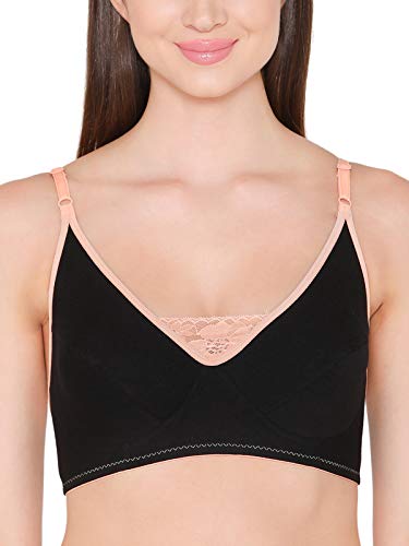Image of Clovia Women's Cotton Spandex Solid Non-Padded Full Cup Wire Free Everyday Bra - Black