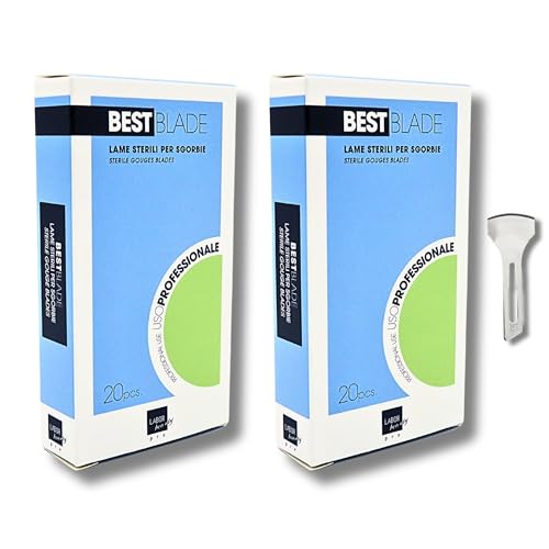 Lame Sgorbia per Podologia Best Blade – 40 Lame Sterili Monouso (2 Confezioni da 20) Professionali per Pedicure, Rimozione Calli e Cura Piedi (Size 15)