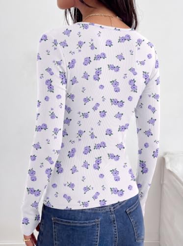 Ekouaer Long Sleeve Shirts for Women Ribbed Top Slim Fit Thermal Undershirt - image 5