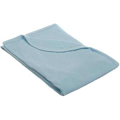 American Baby Company 100% Cotton Thermal Waffle Swaddle Blanket, Soft, Breathable & Stretchy, Blue, 30" x 40" for Boys and Girls, Perfect for Swaddling, Travel and Gifting Cover