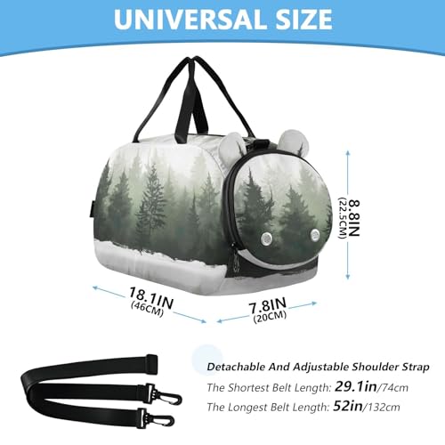 Pine Trees Duffle Bag for Girl, Sports Duffle Gym Bags with Shoe Compartment, Personalized Overnight Bag Travel Weekender for Kids2