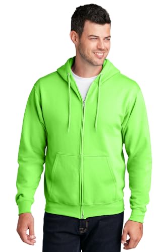 Port & Co Classic Fleece Full-Zip Hooded Sweatshirt-PC78ZH-XL-Neon Green