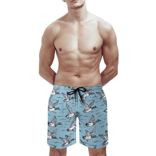 Flying Mallard Ducks Mens Swim Trunks Beach Shorts Quick Dry Bathing Suits And Mesh Lining2