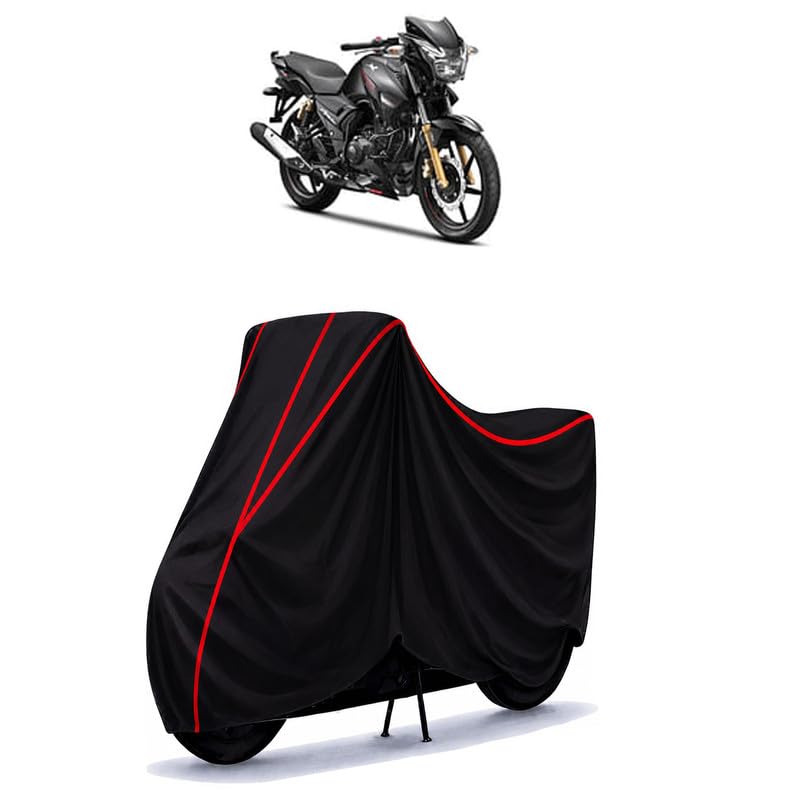 Image of TVS Apache RTR 160 2V BT E20 BS7 Water Resistant Bike Cover for All Motorcycles & Rain | Heavy Duty | UV Protection, Dustproof, Scratchproof | All Weather Two Wheeler Cover with Elastic Bottom